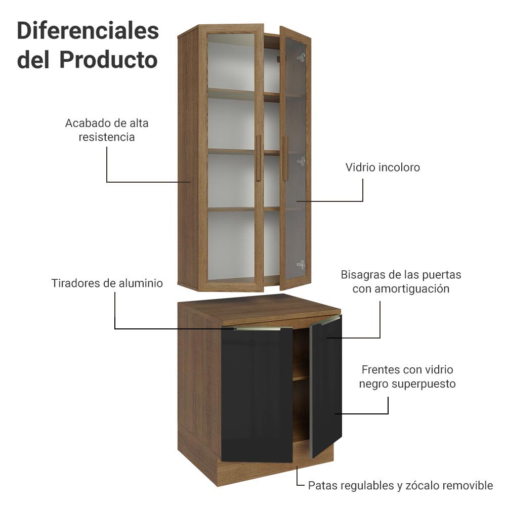 Foto 6 pulgar | Kit Gabinete Bajo Con Armario De Vidrio Madesa Lux 70cm Mn 1
