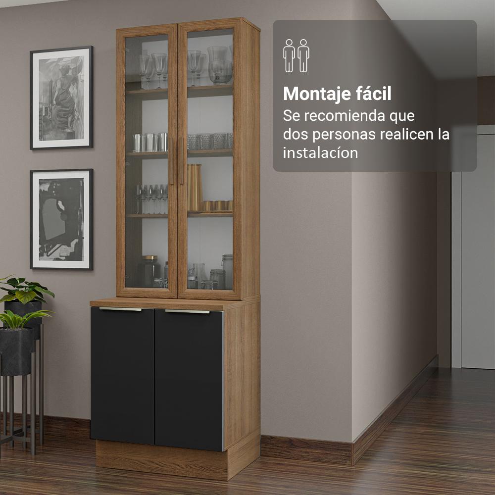 Foto 7 pulgar | Kit Gabinete Bajo Con Armario De Vidrio Madesa Lux 70cm Mn 1