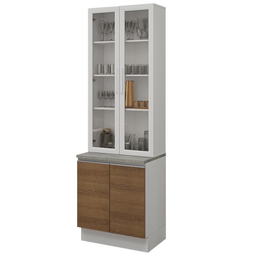 Kit Gabinete Bajo Con Armario De Vidrio Madesa Glamy 70cm Mb