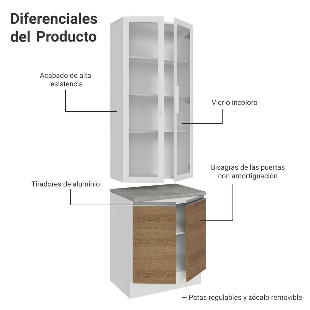 Foto 6 pulgar | Kit Gabinete Bajo Con Armario De Vidrio Madesa Glamy 70cm Mb