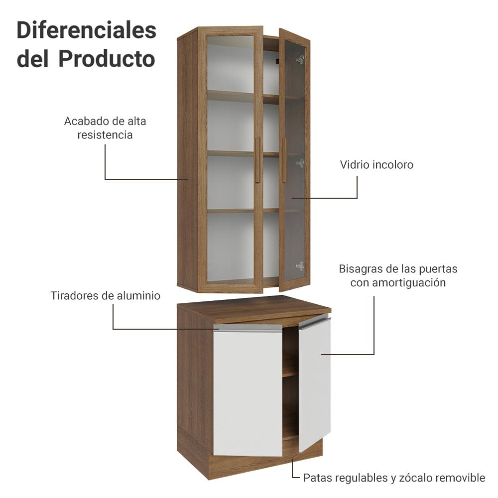 Foto 6 pulgar | Kit Gabinete Bajo Con Armario De Vidrio Madesa Glamy 70 Mb 01