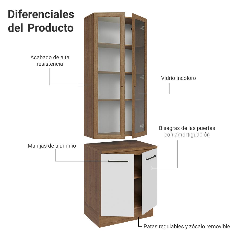 Foto 5 | Kit Gabinete Bajo Con Armario De Vidrio Madesa Agata 70cm Mb