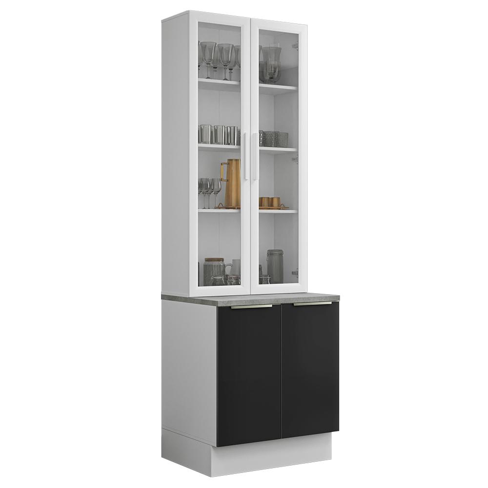 Foto 2 pulgar | Kit Gabinete Bajo Con Armario De Vidrio Madesa Lux Bn 01