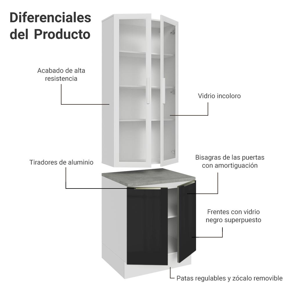 Foto 6 pulgar | Kit Gabinete Bajo Con Armario De Vidrio Madesa Lux Bn 01
