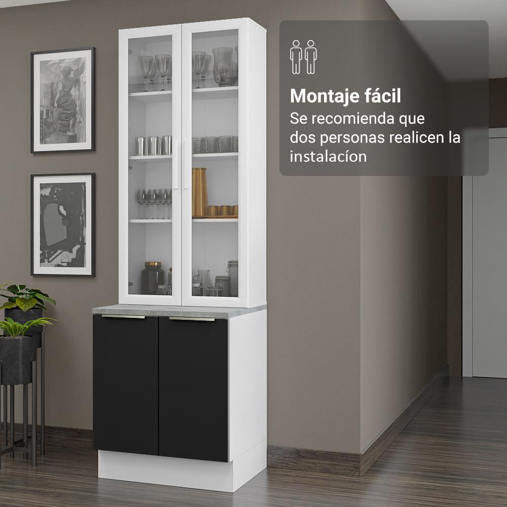 Foto 6 | Kit Gabinete Bajo Con Armario De Vidrio Madesa Lux Bn 01