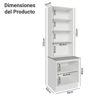 Foto 3 | Kit Gabinete Bajo Con Armario De Vidrio Madesa Lux Bb 01