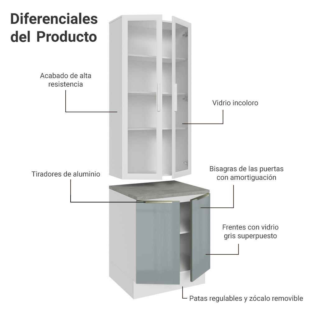 Foto 6 pulgar | Kit Gabinete Bajo Con Armario De Vidrio Madesa Lux Bb 01