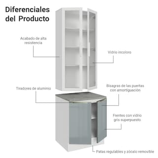Foto 5 | Kit Gabinete Bajo Con Armario De Vidrio Madesa Lux Bb 01