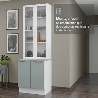 Foto 6 | Kit Gabinete Bajo Con Armario De Vidrio Madesa Lux Bb 01