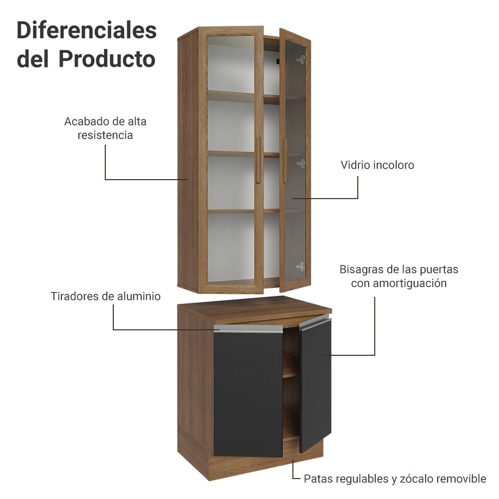 Foto 6 pulgar | Kit Gabinete Bajo Con Armario De Vidrio Madesa Glamy 70cm Mn