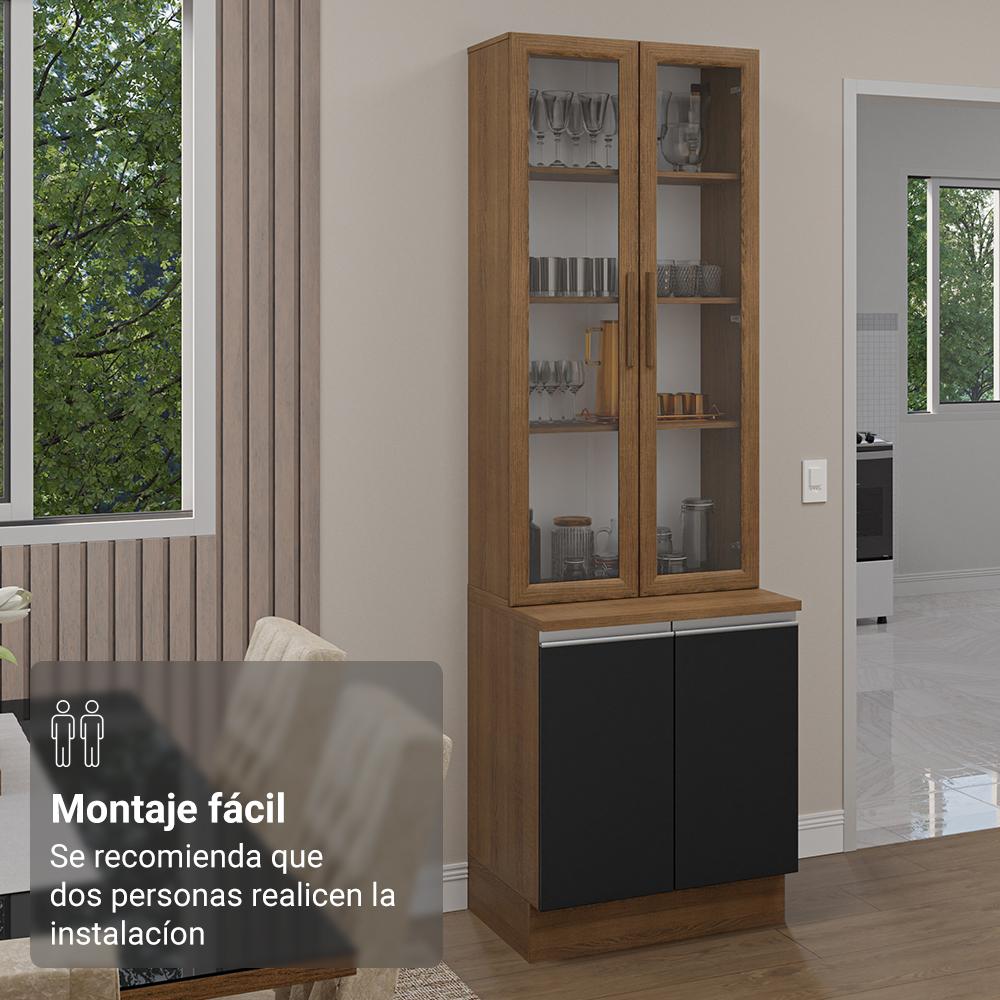 Foto 7 pulgar | Kit Gabinete Bajo Con Armario De Vidrio Madesa Glamy 70cm Mn