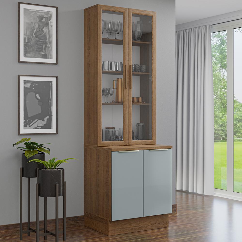 Foto 2 | Kit Gabinete Bajo Con Armario De Vidrio Madesa Lux 70cm Mg 1