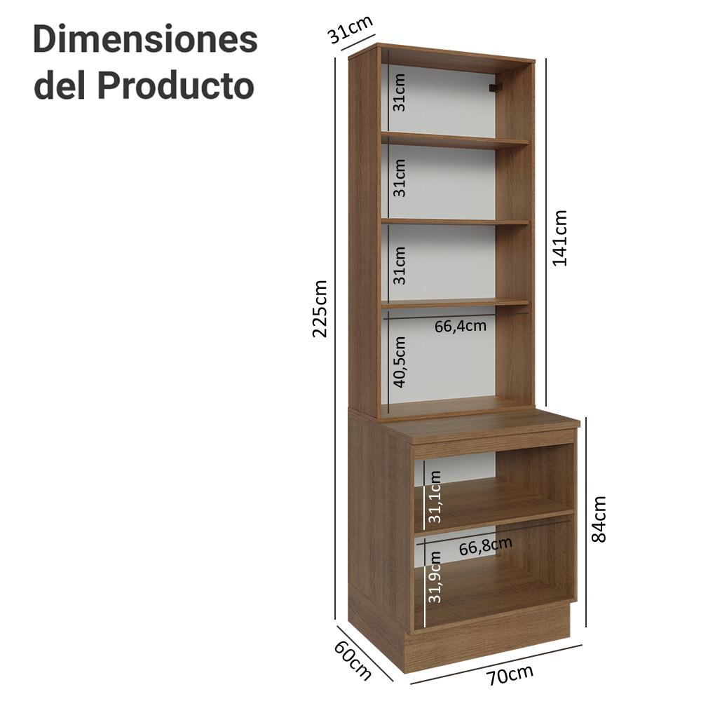 Foto 4 pulgar | Kit Gabinete Bajo Con Armario De Vidrio Madesa Lux 70cm Mg 1