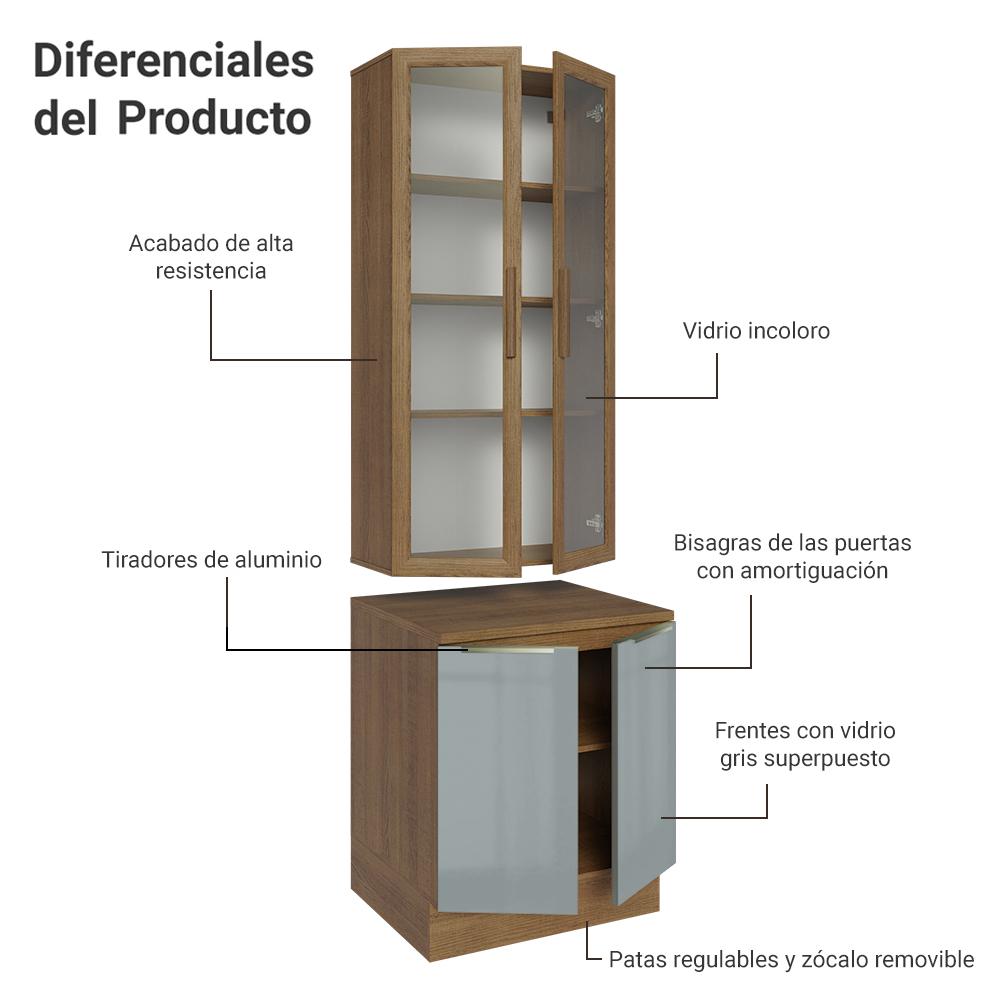 Foto 6 pulgar | Kit Gabinete Bajo Con Armario De Vidrio Madesa Lux 70cm Mg 1
