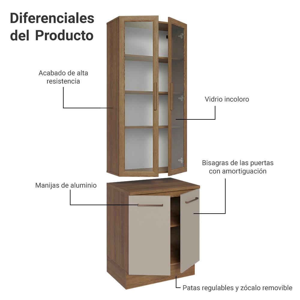 Foto 6 pulgar | Kit Gabinete Bajo Con Armario De Vidrio Madesa Agata 70cm Mc 01
