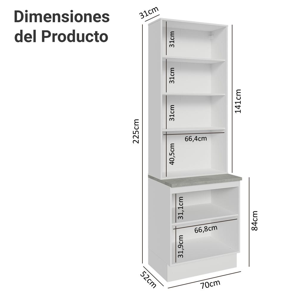 Foto 4 pulgar | Kit Gabinete Bajo Con Armario De Vidrio Madesa Glamy 70 Mn 4