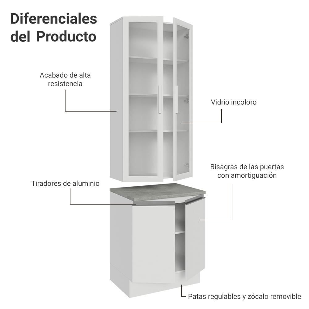 Foto 6 pulgar | Kit Gabinete Bajo Con Armario De Vidrio Madesa Glamy 70 Mn 4