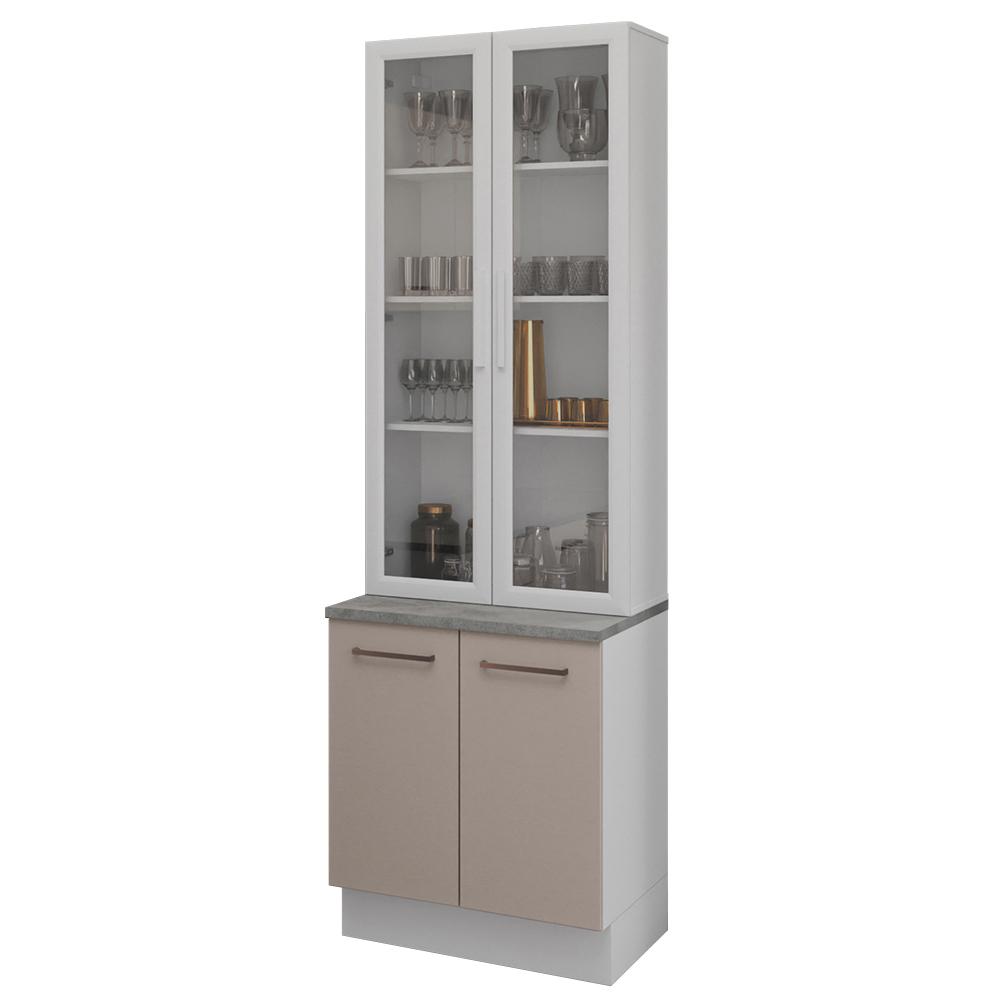 Foto 2 pulgar | Kit Gabinete Bajo Con Armario De Vidrio Madesa Agata 70cm Bc