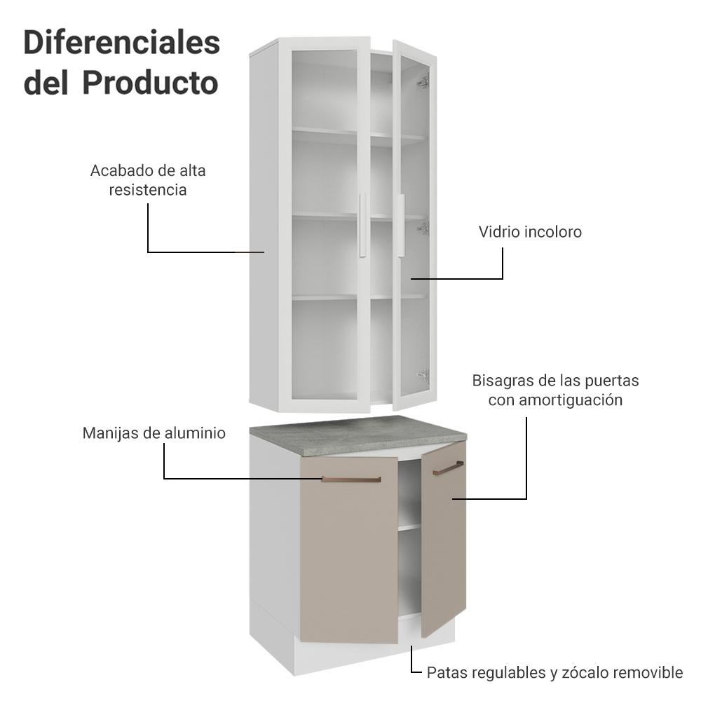 Foto 6 pulgar | Kit Gabinete Bajo Con Armario De Vidrio Madesa Agata 70cm Bc