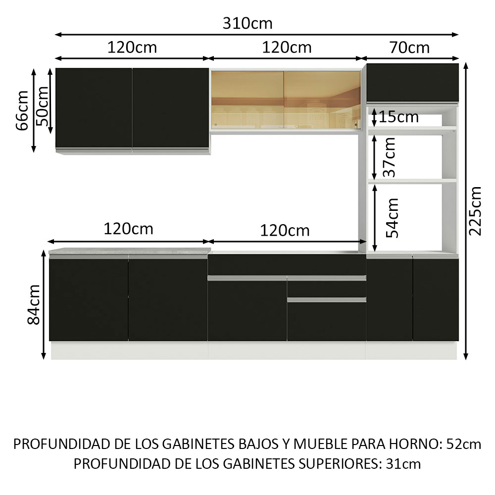 Foto 4 pulgar | Cocina Integral Completa Modular Madesa Glamy 310cm Bn 01