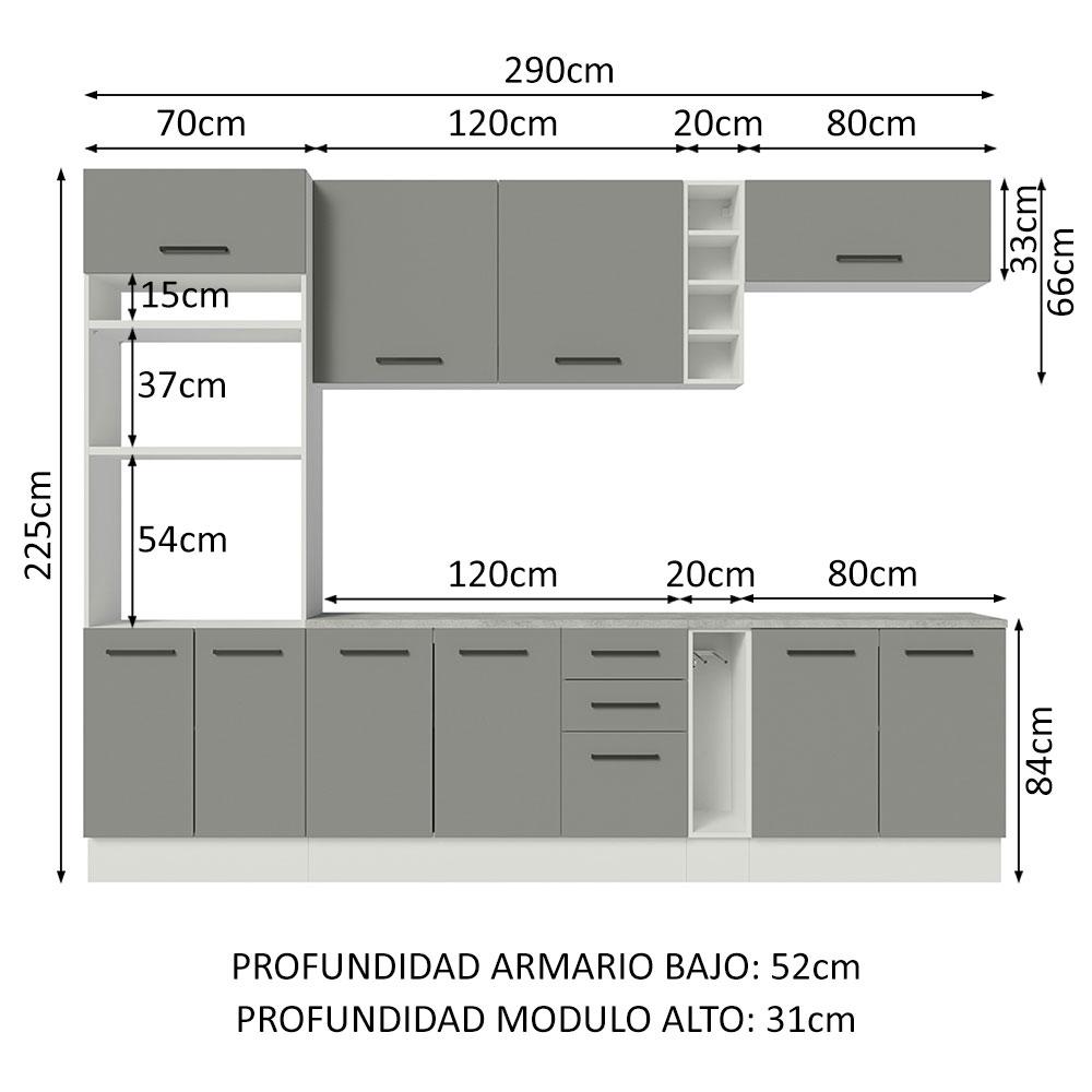 Foto 4 pulgar | Cocina Integral Completa Modular Madesa Agata 290cm Bg 06