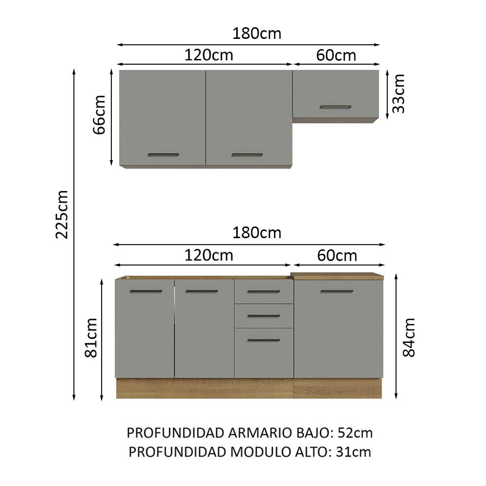 Foto 4 pulgar | Cocina Integral Completa Modular Madesa Agata 180cm Mg