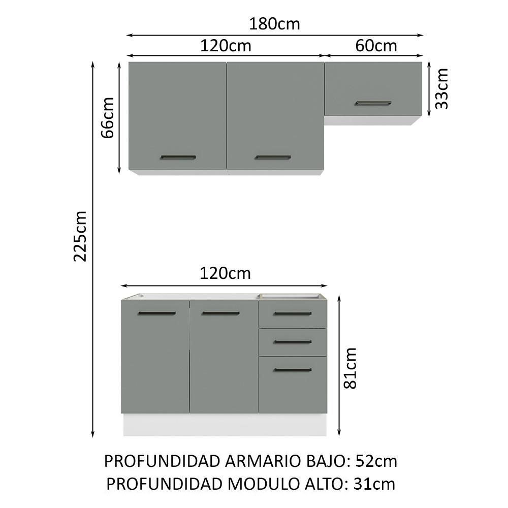 Foto 4 pulgar | Cocina Integral Completa Modular Madesa Agata 180cm Bg 09
