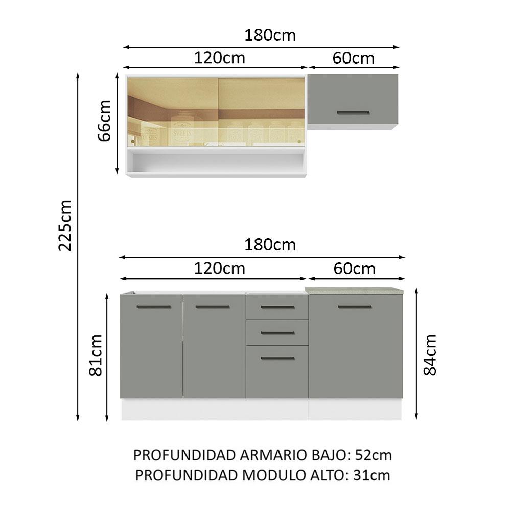 Foto 4 pulgar | Cocina Integral Completa Modular Madesa Agata 180cm Bg