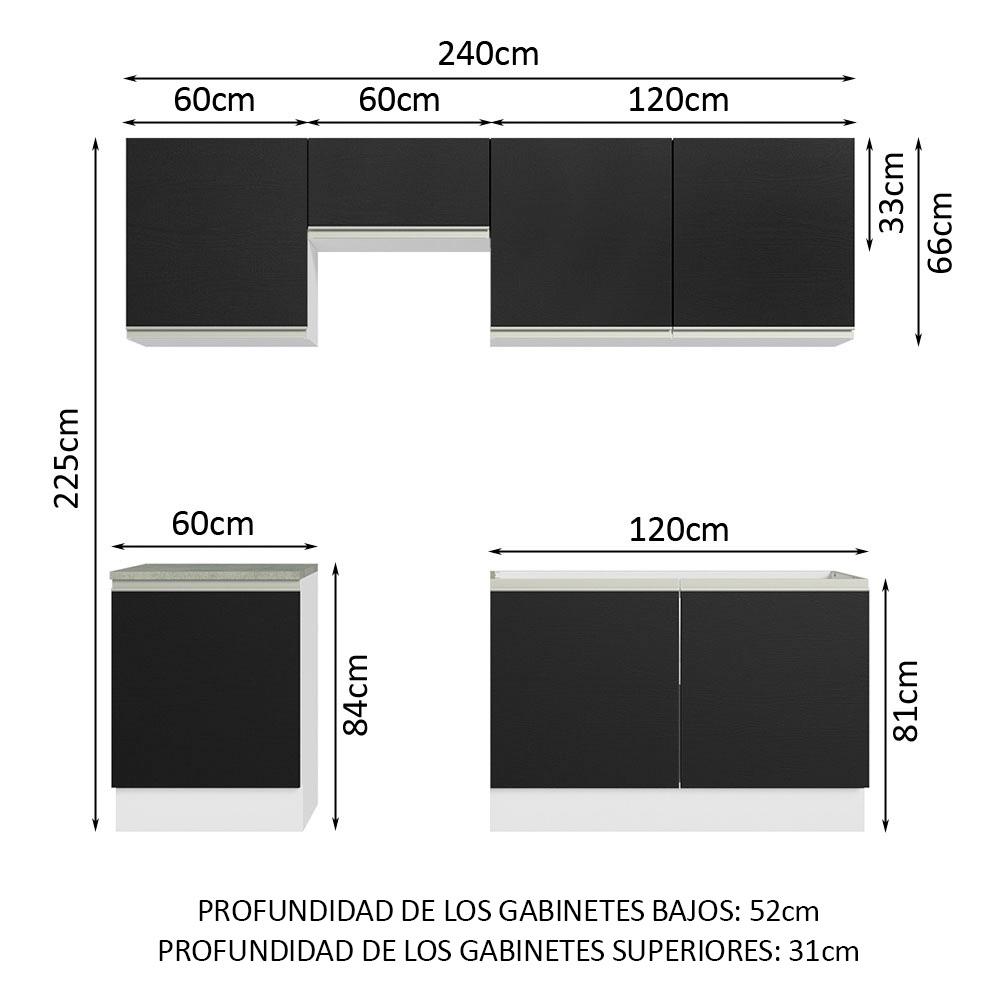Foto 4 pulgar | Cocina Integral Completa Modular Madesa Glamy 240cm Bn 09