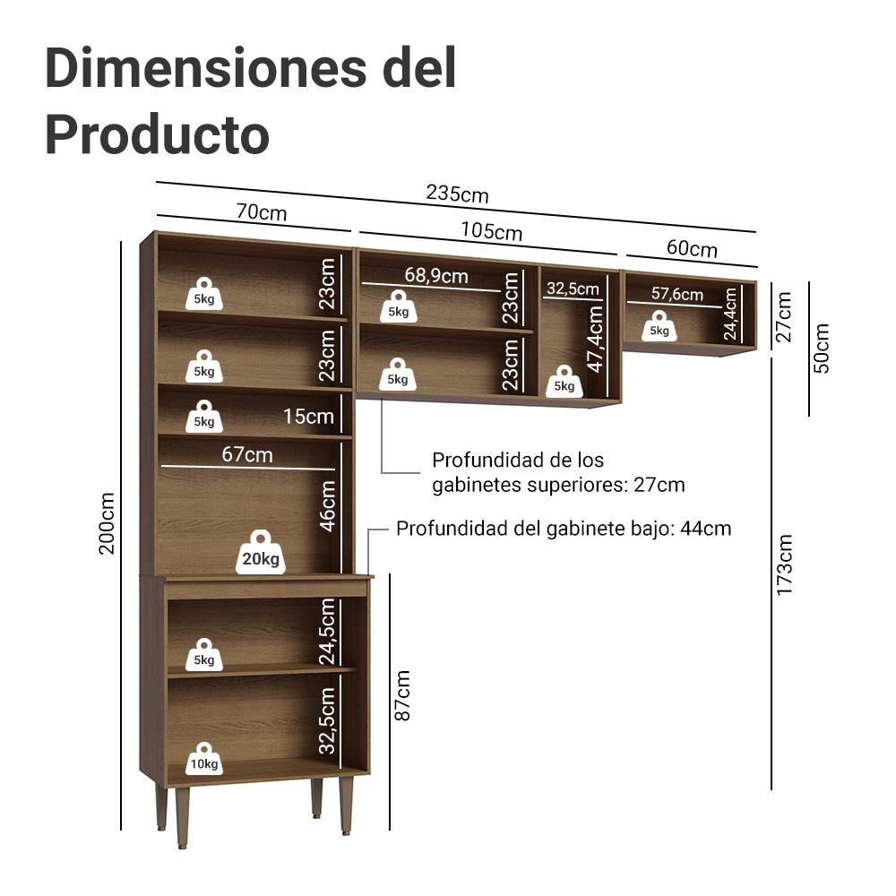 Foto 4 pulgar | Cocina Integral Completa Modular Madesa Gourmet 235cm Mc
