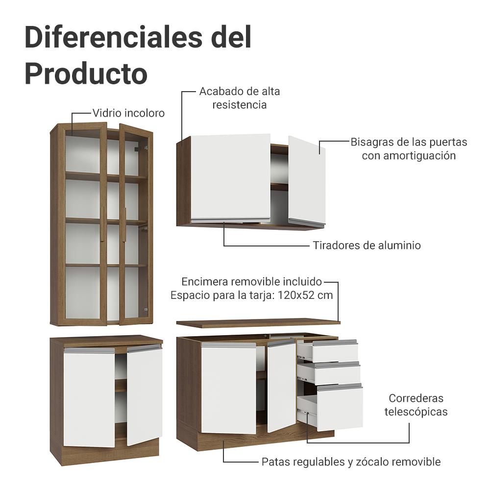 Foto 6 pulgar | Cocina Integral Completa Armario De Vidrio Madesa Glamy Mb 05
