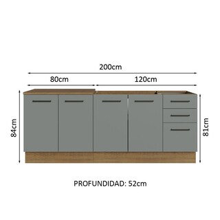 Foto 3 | Cocina Integral Completa Modular Madesa Thêmis 220cm Bg 01