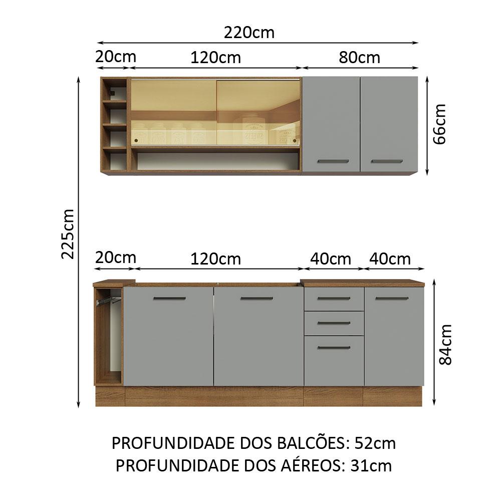 Foto 4 pulgar | Cocina Integral Completa Modular Madesa Thêmis 220cm Mg 01