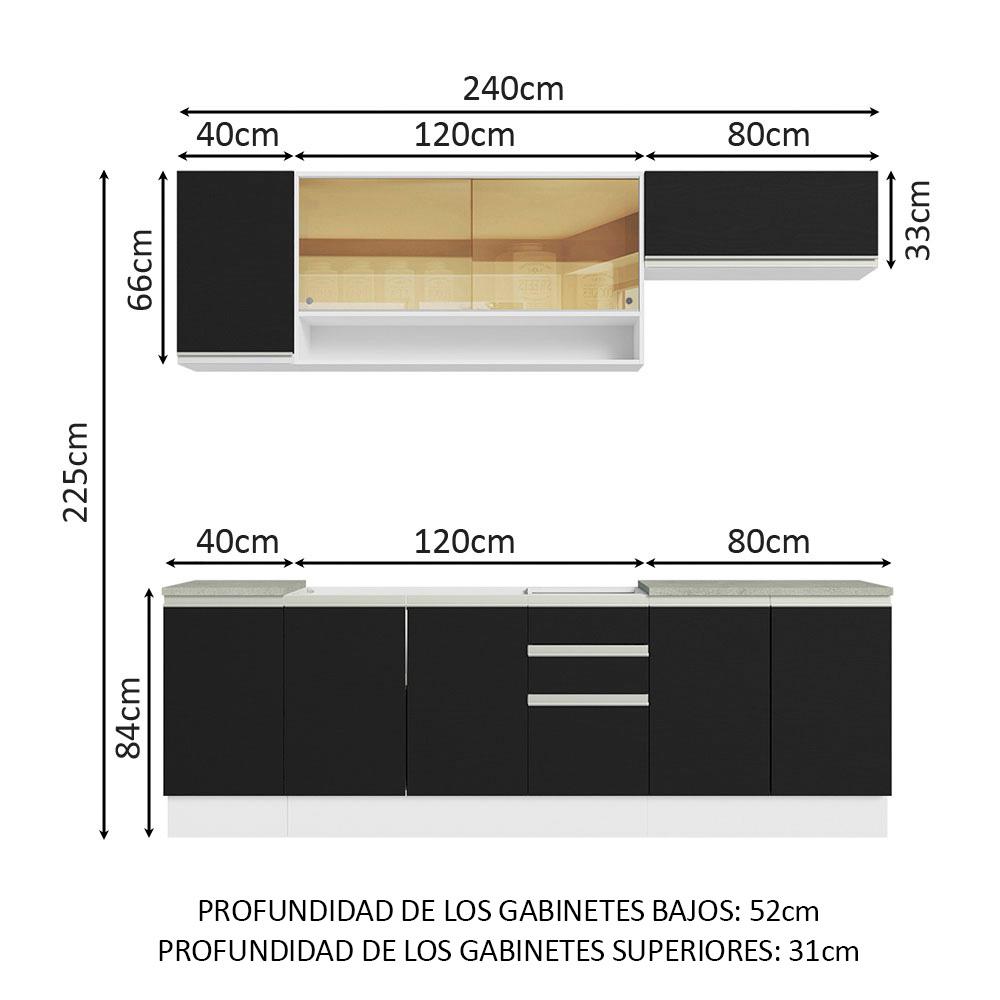 Foto 4 pulgar | Cocina Integral Completa Modular Madesa Glamy 240cm Bn 03
