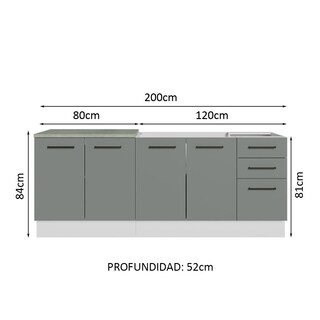 Foto 3 | Cocina Integral Completa Modular Madesa Agata Con Pia 200cm Bg