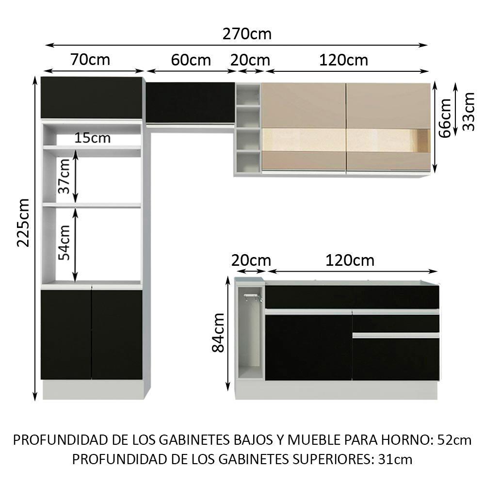 Foto 4 pulgar | Cocina Integral Completa Modular Madesa Glamy 270cm Bc