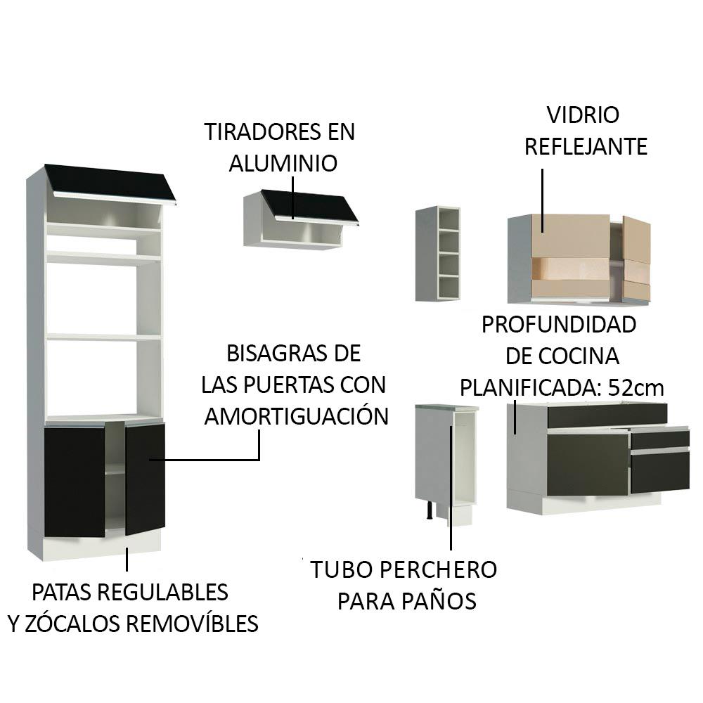 Foto 5 pulgar | Cocina Integral Completa Modular Madesa Glamy 270cm Bc