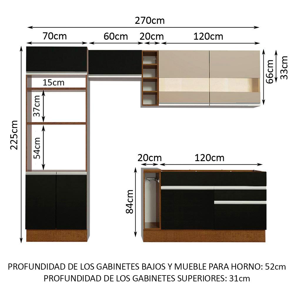 Foto 4 pulgar | Cocina Integral Completa Modular Madesa Glamy 270cm Mc