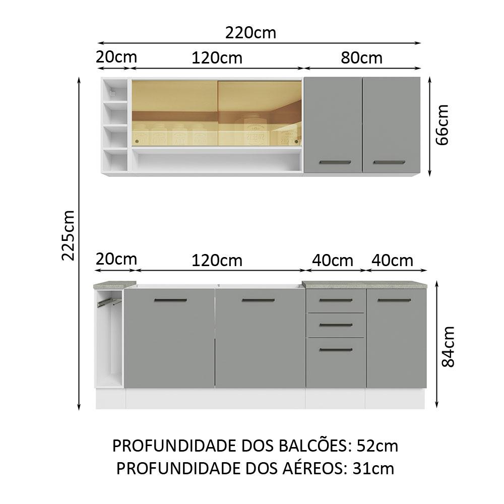 Foto 4 pulgar | Cocina Integral Completa Modular Madesa Thêmis 220cm Bg