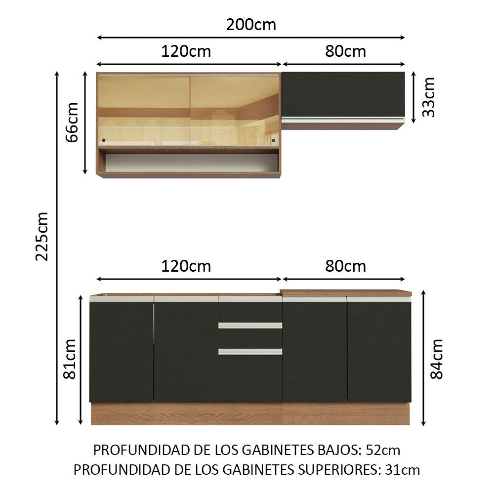 Foto 4 pulgar | Cocina Integral Completa Modular Madesa Glamy 200cm Mn 03