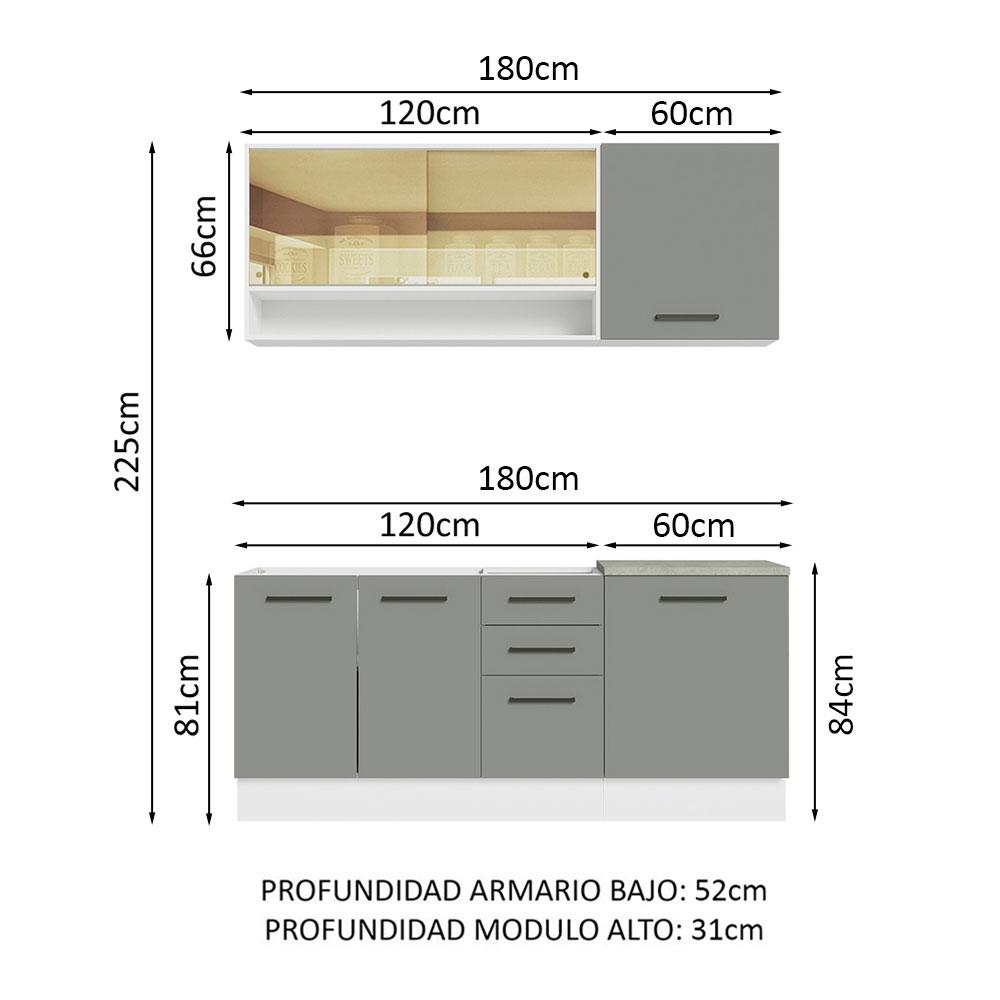 Foto 4 pulgar | Cocina Integral Completa Modular Madesa Agata 180cm Bg 02