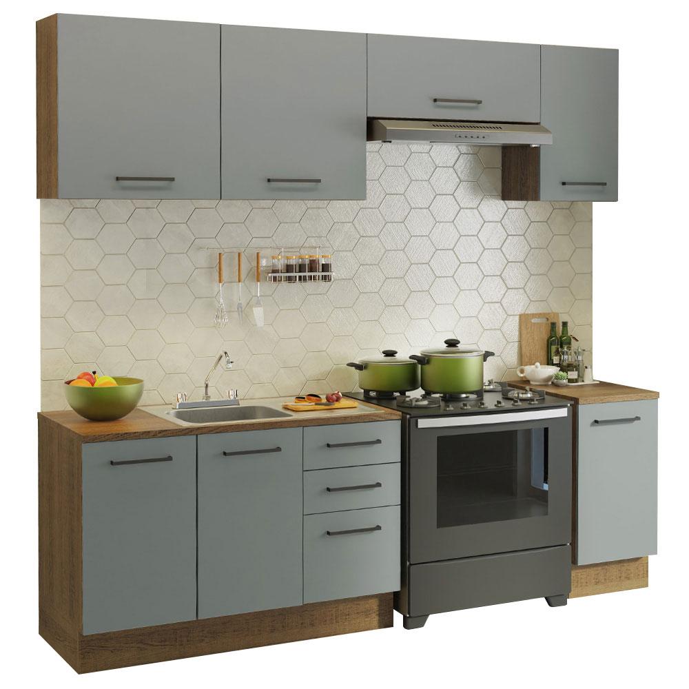 Foto 2 pulgar | Cocina Integral Con Acessorios 240 X 60cm Agata Marrón/gris