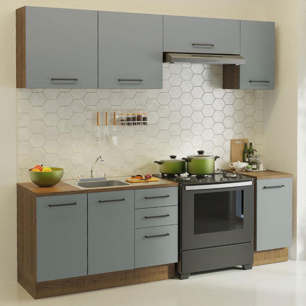 Foto 2 | Cocina Integral Con Acessorios 240 X 60cm Agata Marrón/gris