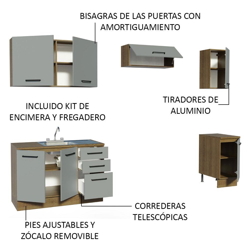 Foto 5 pulgar | Cocina Integral Con Acessorios 240 X 60cm Agata Marrón/gris