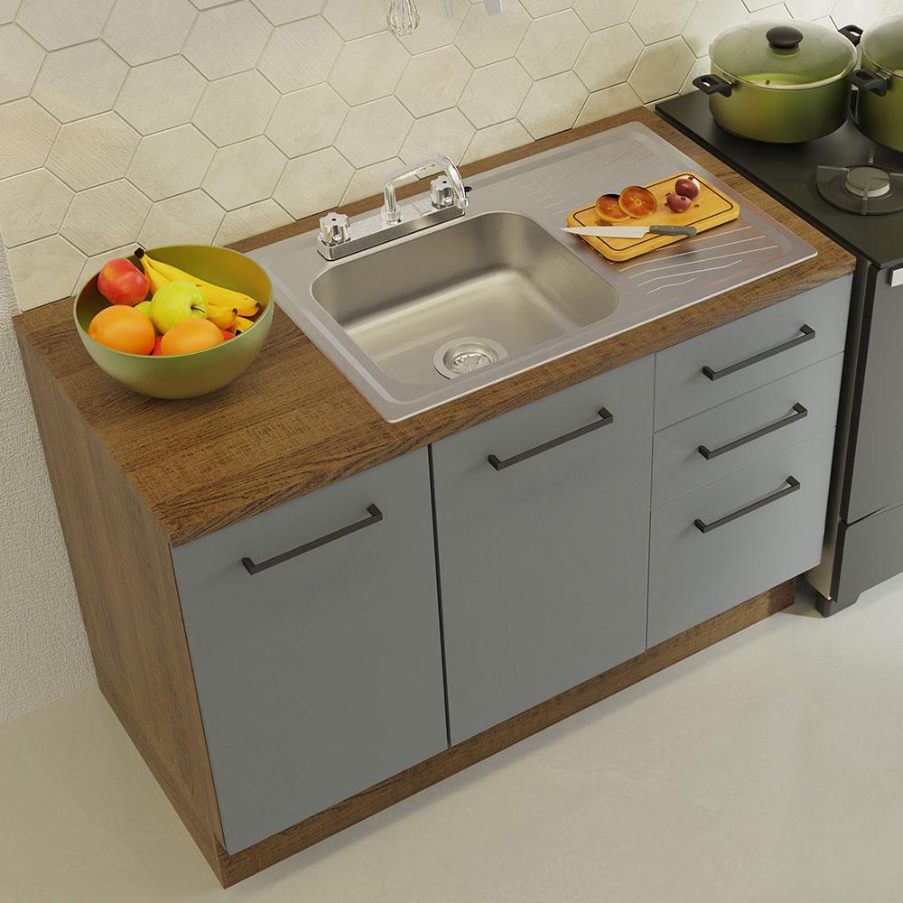 Foto 7 | Cocina Integral Con Acessorios 240 X 60cm Agata Marrón/gris
