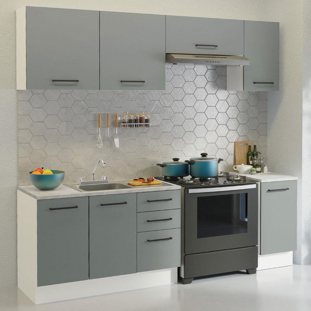 Foto 2 | Cocina Integral Con Acessorios 240 X 60cm Agata Blanco/gris