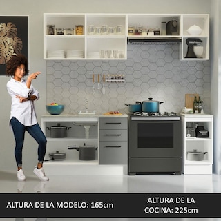 Foto 4 | Cocina Integral Con Acessorios 240 X 60cm Agata Blanco/gris