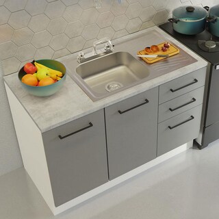 Foto 6 | Cocina Integral Con Acessorios 240 X 60cm Agata Blanco/gris