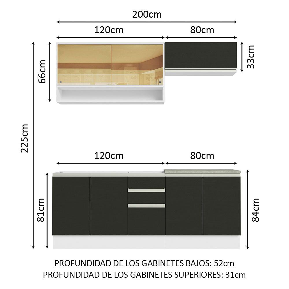 Foto 4 pulgar | Cocina Integral Completa Modular Madesa Glamy 200cm Mn 04