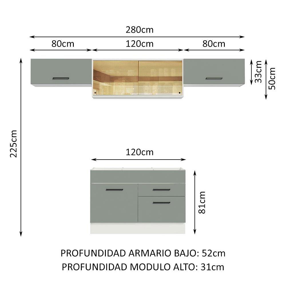 Foto 3 | Cocina Integral Completa Modular Madesa Agata 280cm Bg 01
